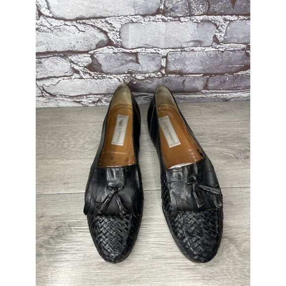 Roger Bowman’s Black Leather Basketweave Kiltie Tassel Loafer Dress Shoes Men 10 main image 4